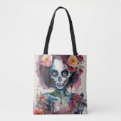Schönes Zombie Floral Wasserfarbenes Portrait Tasche (Vorderseite)