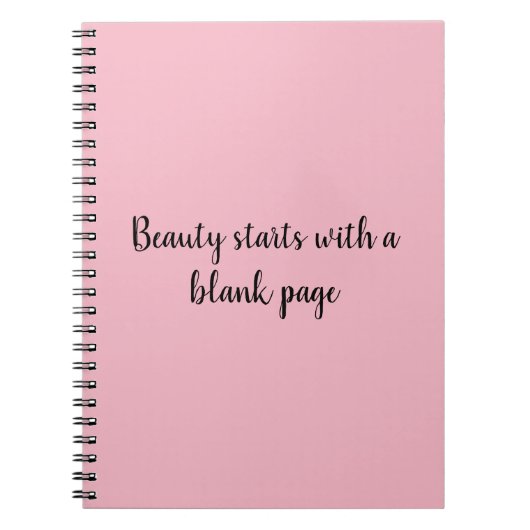 Schönheit beginnt mit einem notizblock (Vorderseite)