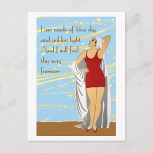 Schönheit beim Baden am Strand Postkarte