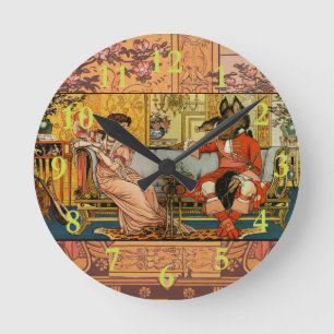 Schönheit Bestie Klassische Märchenfiguren Runde Wanduhr