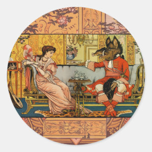 Schönheit Biest Klassische Märchenfiguren Runder Aufkleber