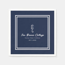 Schönheit: Blau-Weiß-Seepferd Serviette