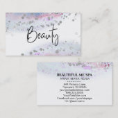 *~* SCHÖNHEIT Blaue Pastell Aquarellfarbe Silberne Visitenkarte (Vorne/Hinten)