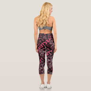 Schönheit Blumen Linien Kunst Typografie Capri Leggings