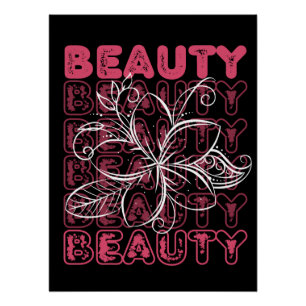 Schönheit Blumen Linienkunst Typografie Poster