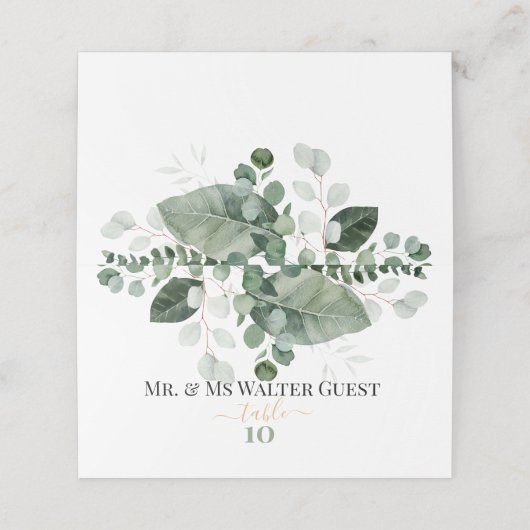 SCHÖNHEIT BOTANISCHE GREENERIE Hochzeit Platzkarte (Außenseite Aufgefaltet)