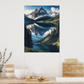 Schönheit der Berge Wälder Seen AI Generativ Poster (Küche)