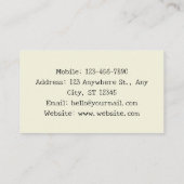 Schönheit der Elfenbeinhaut Visitenkarte (Rückseite)