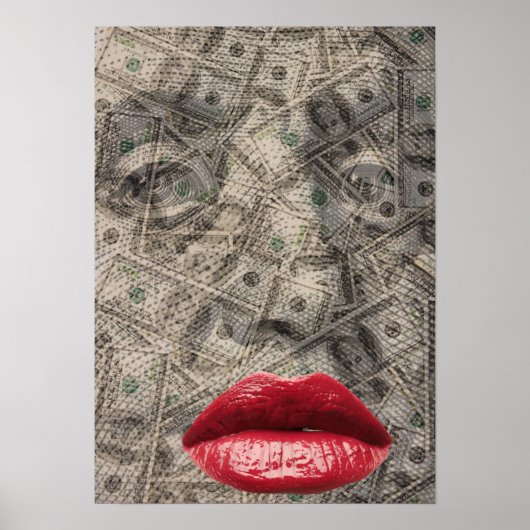 Schönheit des Geldes Funny Dollar mit roten Lippen Poster (Vorne)