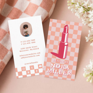 Schönheit durch Retro Rosa Schachbrettmuster Lippe Visitenkarte