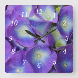 Schönheit einer blauen Hydrangea-Wall-Uhr Quadratische Wanduhr