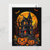 Schönheit eines Spooky Mansion, Halloween Postkarte (Vorne/Hinten)