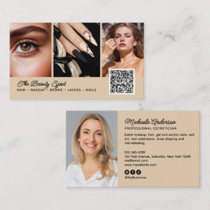 Schönheit / Haar / Wimpern / Nägel 4-Foto-QR-Code Visitenkarte
