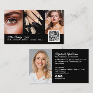 Schönheit / Haar / Wimpern / Nägel 4-Foto-QR-Code Visitenkarte
