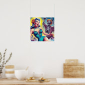 Schönheit-Horror-Mädchen Poster (Küche)