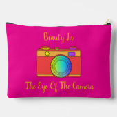 Schönheit im Auge der Kamera rosa Zubehörtasche (Rückseite)