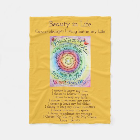 Schönheit im Leben Krebs Gedicht Chemo Fleece Blan (Vorderseite)