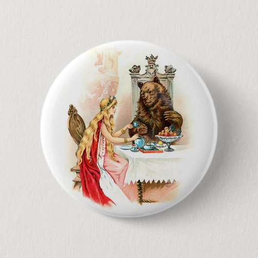 Schönheit im Rosa und im Tier Button (Vorderseite)
