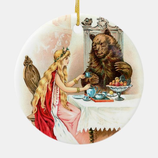 Schönheit im Rosa und im Tier Keramik Ornament (Hinten)