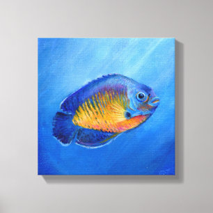 Schönheit in Blau, handgemalt als Acryl-Kunstprint Leinwanddruck