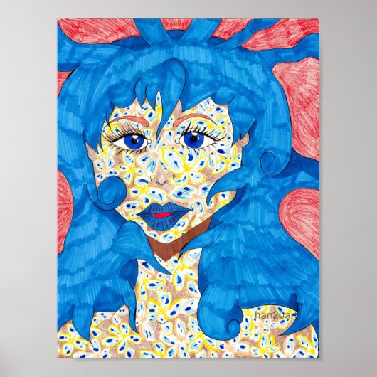 Schönheit in Blue Poster (Vorne)