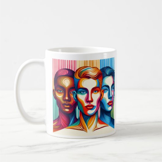 Schönheit in Gleichheit 3 Gesichter Kaffeetasse (Links)