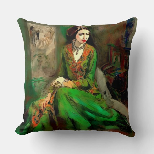 Schönheit in Grün Kissen (Vorderseite)