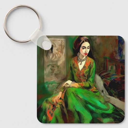 Schönheit in Grün Schlüsselanhänger (Vorderseite)