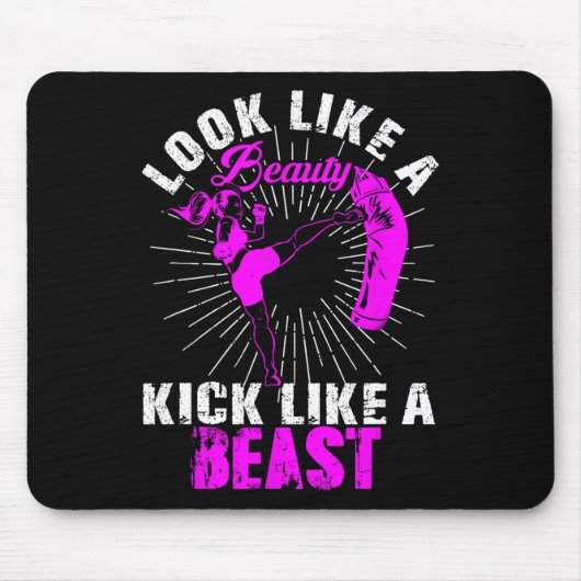 Schönheit Kickboxen Beast Kickboxer Mädchen Kämpfe Mousepad (Vorne)
