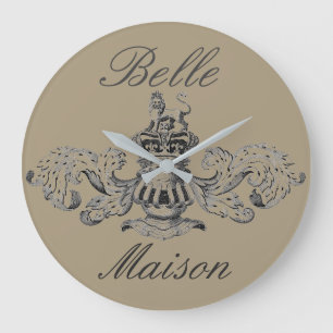 "Schönheit Maison" Vintages heraldisches Wappen Große Wanduhr