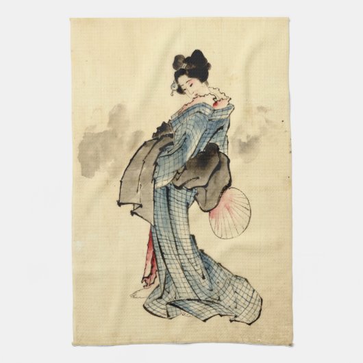 Schönheit mit Fan 1840 Handtuch (Vertikal)