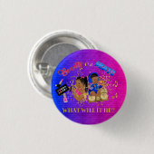 Schönheit oder Beats Blau Hot Pink Gold Geschlecht Button (Vorne & Hinten)