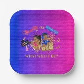 Schönheit oder Beats Blue Hot Pink Gold Gender Rev Pappteller (Vorderseite)