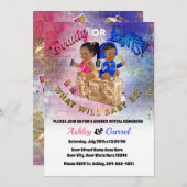 Schönheit oder Beats Einladung! Geschlechtsankündi Einladung (Vorne/Hinten)