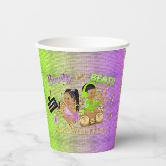 Schönheit oder Beats Green Lila Gold Gender Reveal Pappbecher
