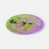 Schönheit oder Beats Green Lila Gold Gender Reveal Pappteller (Schrägansicht)