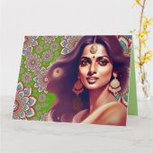 SCHÖNHEIT OSTINDISCHE FRAU MANDALA FARBFARBIG GREE KARTE (Gelbe Blume)