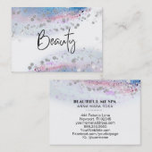 *~* SCHÖNHEIT - Pastellblau Wasserfarbe Silberner  Visitenkarte (Vorne/Hinten)