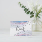 *~* SCHÖNHEIT - Pastellblau Wasserfarbe Silberner  Visitenkarte (Stehend Vorderseite)