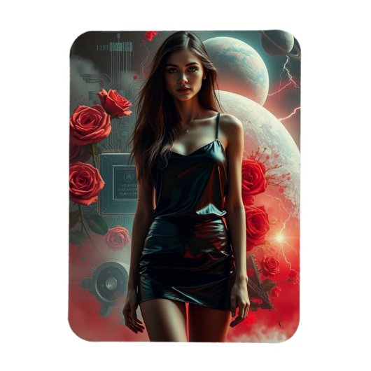 Schönheit, Planeten, Blumen und KI Magnet (Vertikal)