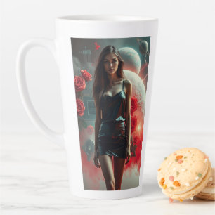 Schönheit, Planeten, Blumen und KI Milchtasse