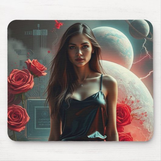 Schönheit, Planeten, Blumen und KI Mousepad (Vorne)