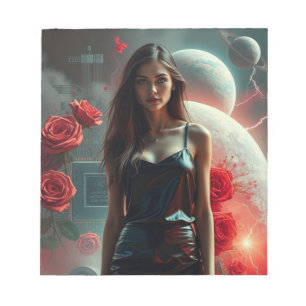 Schönheit, Planeten, Blumen und KI Notizblock