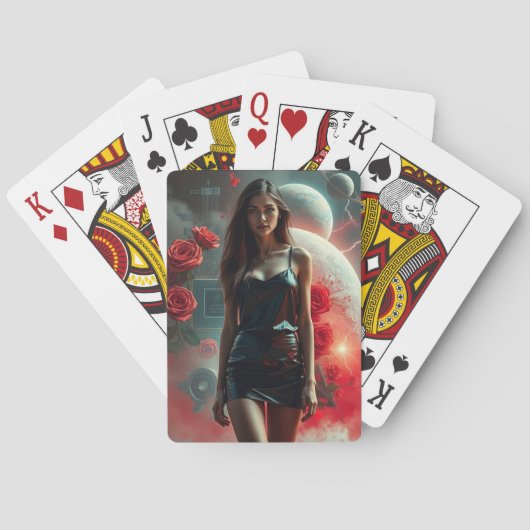 Schönheit, Planeten, Blumen und KI Spielkarten (Rückseite)