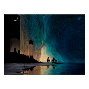 Schönheit & Terror, Schiffe, Mond und Nordlichter Poster