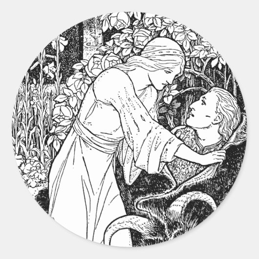 Schönheit und Biest Runder Aufkleber (Vorderseite)