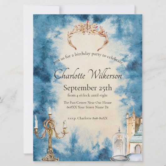 Schönheit und das Biest Romantische Märchen Einladung (Vorderseite)