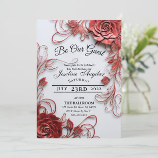 Schönheit und das Biest Sweet 16 Rose Einladungen