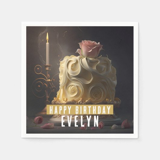 Schönheit und das Biest zum Geburtstag - Serviette (Vorderseite)