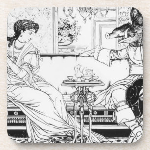 Schönheit und das Tier, 1874 (litho) (b/w Foto) Getränkeuntersetzer